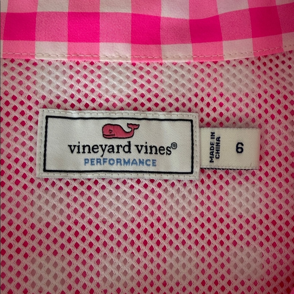 Vineyard Vines Pink Gingham Dress performance fabric - Picture 3 of 5